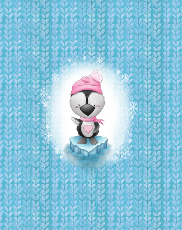 Gots French Terry Panel "Kleiner Pinguin" rosa