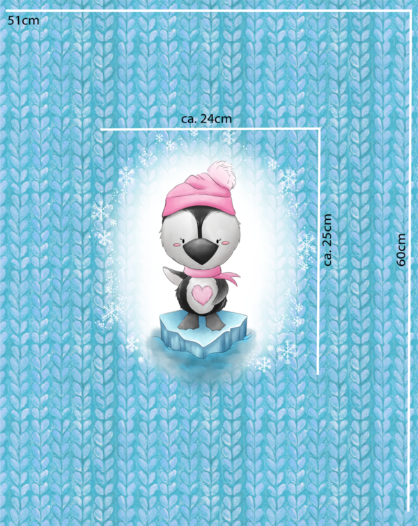 Gots French Terry Panel "Kleiner Pinguin" rosa