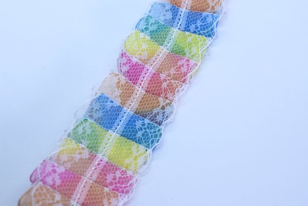 Nylonband mit Organza 45mm Verlauf Regenbogen