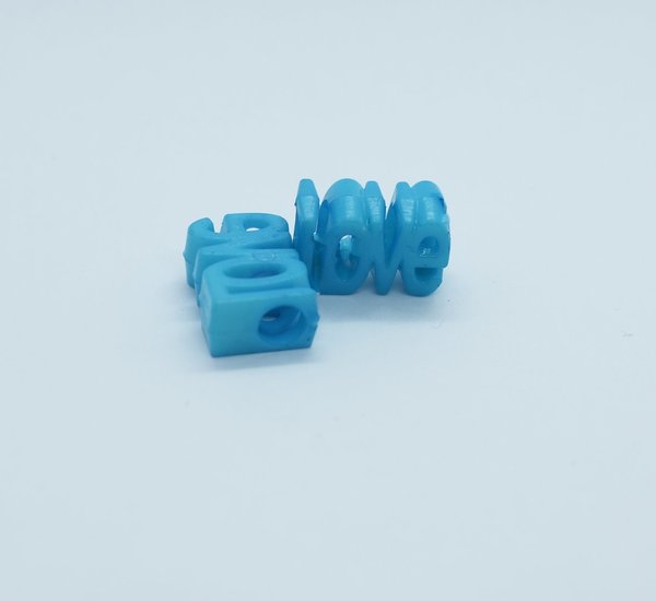 Kunststoffperle Love 13x15mm Azurblau 2 Stück