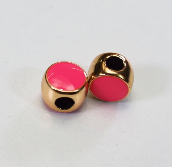 Runde Perle Metalloptik pink/gold 10x10mm 2 St.