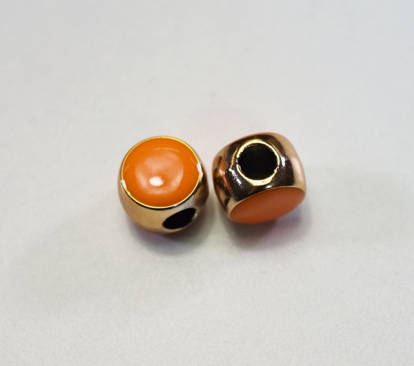 Runde Perle Metalloptik orange/gold 10x10mm 2 St.