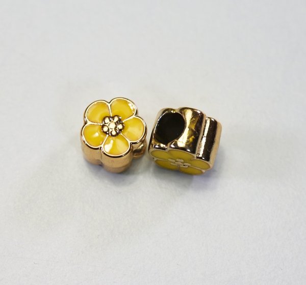 Blumen-Perle Metalloptik gelb/gold 10x10mm 2 St.